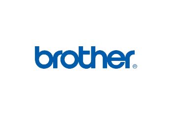 brother logo in lowercase rounded blue letters with a trailing dot on a solid black background