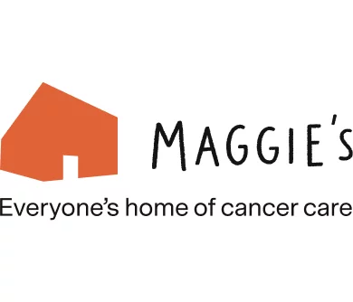 Stylised orange house icon beside the word MAGGIE'S and the tagline Everyone's home of cancer care.